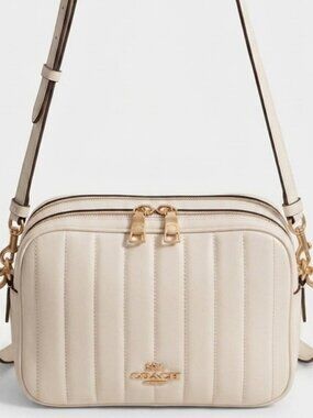 Nwt Coach nappa leather linear quilted doubled-zip camera bag Jes crossbody